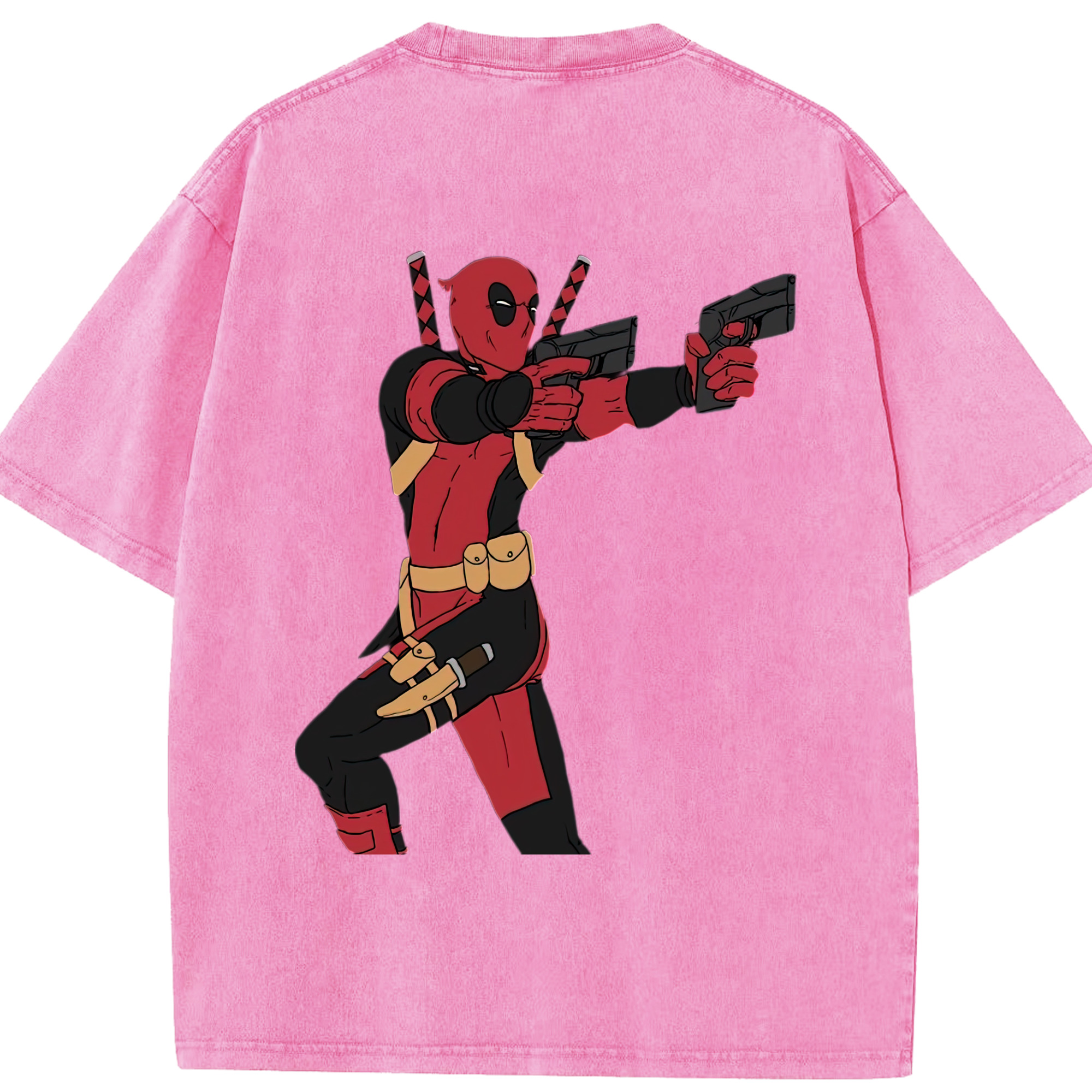 （画像用） Deadpool デッドプール 綿100% ヴィンテージ風 半袖Tシャツ（背面プリント）